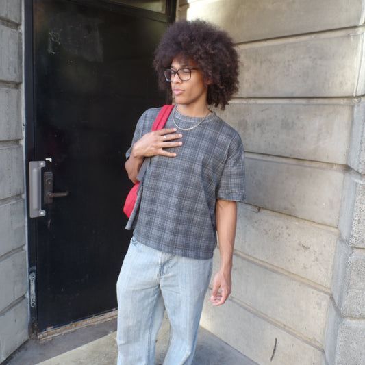 "Stone" Plaid Tee